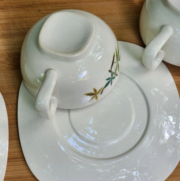 3 sets vntg 60s Flair by Salem cups and saucers USA 🇺🇸 Woodhue Pattern - Picture 4 of 5